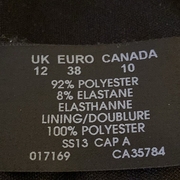 Precis Black Fuchsia White Cap Sleeve Ruched Boat Neck Midi Length Dress - Sz 10 - Picture 7 of 13